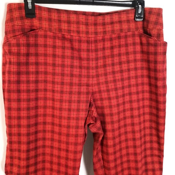 Croft & Barrow Effortless Stretch Pants Sz 18 Short Red Plaid Pull On Comfort - Picture 4 of 5